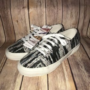Superga Black and Gray Striped Sneakers